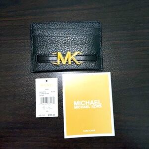 Michael Kors Reed Card Holder Wallet - Black Leather